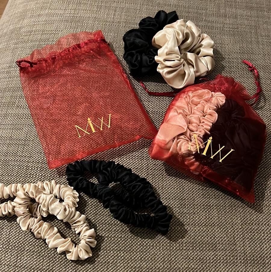 22 Momme 100% Pure Mulberry Silk Hair Scrunchies (Pack of 6)